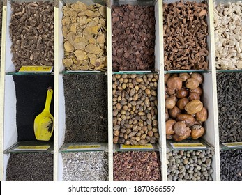 Kuala Terengganu, Malaysia. 8 Disember 2020. Various Malay Archipelago Spices And Herb Sell At A Grocery Shop.