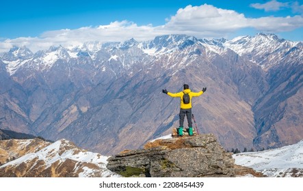 Kuari pass, A famous winter snow trek in Himalayas in Uttarakhand State of India - Shutterstock ID 2208454439