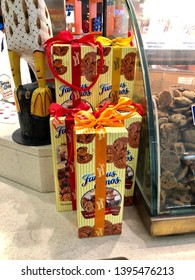 Kuching, Malaysia - May 2019. Variety Of Famous Amos Cookies. Famous Amos Is A Brand Of Cookies Founded In Los Angeles In 1975 By Wally Amos.