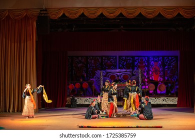 Kuching, Sarawak, Malaysia, January 4, 2019: Performance Of Traditional Dance And Culture At The Sarawak Cultural Village, Malaysia