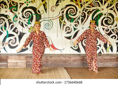 Kuching, Sarawak, Malaysia, January 4, 2019: Performance Of Traditional Dance And Culture At The Sarawak Cultural Village, Malaysia