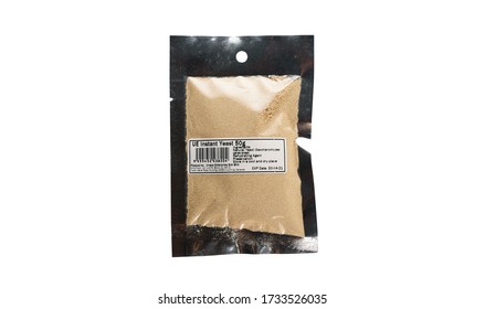 Kuching, Sarawak / Malaysia - May 10, 2020: Instant Yeast Of Ue Brand In A Packet Of White Background