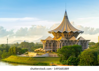 Kuching Sarawak Sunset Esplanade, Malaysia