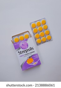 Kuching, Sarawak-March 2022: Close Up Photo Of Strepsils Chesty Cough Lozenge.