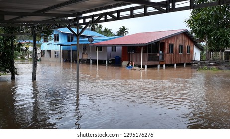 Kudat Sabah Malaysia -Jan 26, 2019:General overview of village in Kudat Sabah affected by flood on Jan 26, 2019. 
