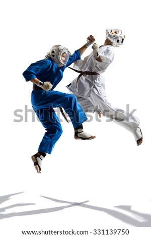 Kudo fighters are fighting Isolated Blue And White