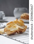 Kue Soes or Cream Puff is a choux snack combined with melted cream or custard.