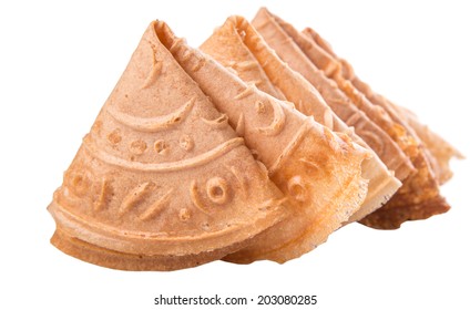 Kuih Kapit Or The Malaysian Chinese Love Letter Biscuit Over White Background