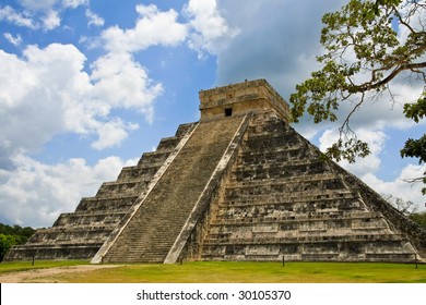 Kukulkan Pyramid In Chichen Itza On The Yucatan Peninsula