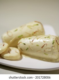 Kulfi Indian Ice Cream In Plate, India