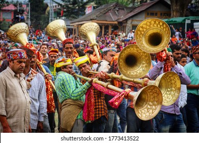 Kullu, Himachal Pradesh/India, 17 October-2016: People Are Playing Traditional Instruments During Kullu Dussehra International Festival