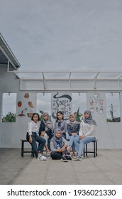 Kulon Progo,Yogyakarta-March 15 2021 : This Yearbook Photo Was Taken At Naoki Cafe. Apart From The Yearbook They Also Showcase Their Ootd.