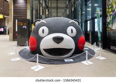 Kumamon Statue Mascots At Kumamoto Station On December 12, 2019 In Kumamoto, Japan.