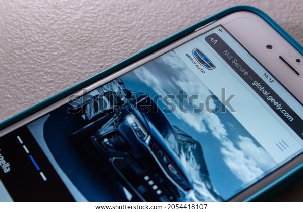 Kumamoto,\
JAPAN - Aug 16 2021 : A Chinese automotive company Geely website on\
iPhone screen. It is established in 1986 and entered the automotive\
industry in 1997 with the name Geely Auto\
brand