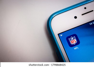 Kumamoto, Japan - Aug 17 2020 : NFL (The National Football League), a pro American football league consisting of 32 teams, on iOS. NFL is one of the 4 major North American professional sports leagues
