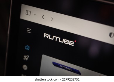 Kumamoto, JAPAN - Jun 27 2022 : A Closeup Logo Of Rutube, A Russian Video Platform Owned By Gazprom-Media, On Its Website On Laptop In A Dark Mood.