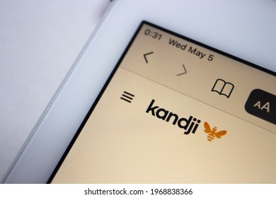 Kumamoto, JAPAN - May 4 2021 : The logo of Kandji on its website on tablet. Kandji is a US mobile device management (MDM) startup specialized in Apple devices and system.