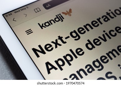 Kumamoto, JAPAN - May 4 2021 : The logo of Kandji on its website on tablet. Kandji is a US mobile device management (MDM) startup specialized in Apple devices and system.
