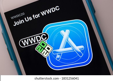 Kumamoto / JAPAN - Oct 2 2020 : WWDC 2020 Ads  In App Store On IPhone Screen. WWDC (Apple Worldwide Developers Conference) Is A Conference Held Annually By Apple Inc.