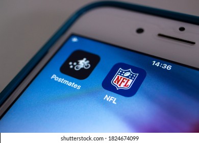 Kumamoto / JAPAN - Sep 19 2020 : Postmates And NFL Apps On IPhone Home Screen.