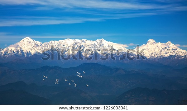 Kumaon Himalayan Mountain Range View Flying Stock Photo (Edit Now ...