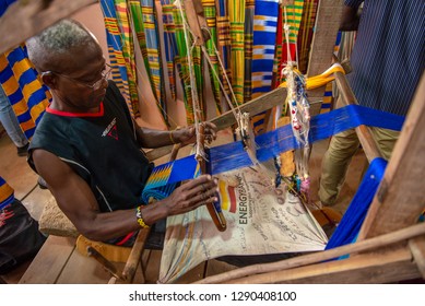 Kumasi-Ghana-Bonwire Kente Weaving Center .January 10 2019