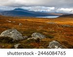 Kungsleden hiking trail near Vakkotavare in September, Lapland, Sweden