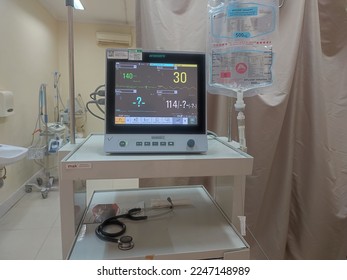 Kuningan City, Indonesia, January 9, 2023. ECG monitors to monitor patients have indicator numbers. high quality photos - Shutterstock ID 2247148989