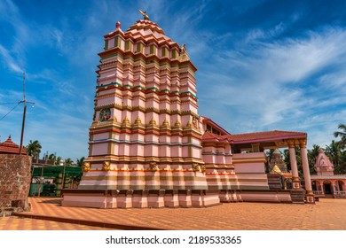 KUNKESHWAR, MAHARASHTRA, INDIA - FEBRUARY 16, 2021: Beautiful landscape view of kunkeshwar Hindu temple, an ancient temple of Lord Shiva located at konkan or Coastal Maharashtra.