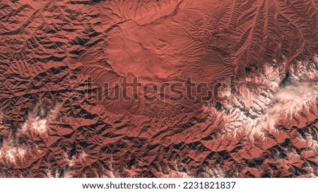 Kunlun Mountains in China. Earth landscape background. Aerial view of mountain scenery. Natural patterns on earth background. Elements of this image furnished by NASA