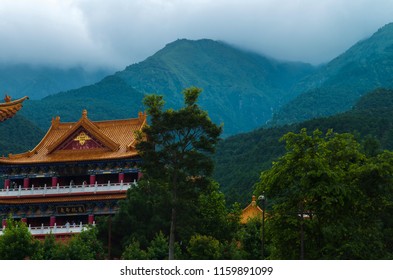Kunming China 07.19.2016 at the China's City temple next to the three pagoda 