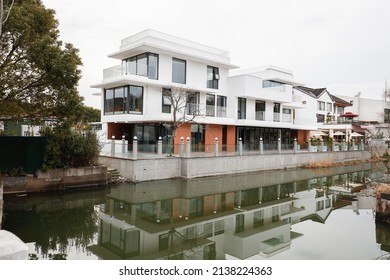 Kunshan, Jiangsu province - March 7, 2022: Jijiadun Ideal Village, a typical small village in the south of the Yangtze River. Designed by the designer of Shanghai World Expo.

