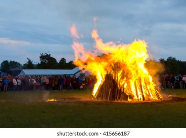 KURESSAARE, ESTONIA - JUNE 23, 2015: Bonfire Of St John's Eve.