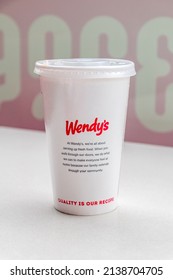 Kutaisi, Georgia - March 17, 2022: Wendy's Cup With Coca-Cola.