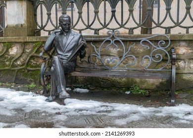 Kutaisi, Georgia - March 18, 2022: Bench Sculpture Of Boris Dov Gaponov.