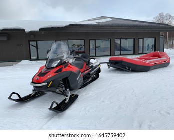 Kutchan Town,Hokkaido Province/Japan: February 15 2020: Snow Rafting In Hanazono Niseko Ski Resort 