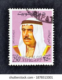 Kuwait - Circa 1969 : Cancelled Postage Stamp Printed By Kuwait, That Shows Sheikh Sabah, Emir Of Kuwait, Circa 1969.