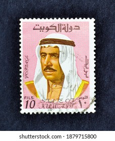 KUWAIT - CIRCA 1969: Cancelled Postage Stamp Printed By Kuwait, That Shows Sheikh Sabah Emir Of Kuwait, Circa 1969.