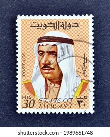 KUWAIT - CIRCA 1969: Cancelled Postage Stamp Printed By Kuwait, That Shows Sheikh Sabah Emir Of Kuwait, Circa 1969.