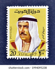 KUWAIT - CIRCA 1969: Cancelled Postage Stamp Printed By Kuwait, That Shows Sheikh Sabah Emir Of Kuwait, Circa 1969.