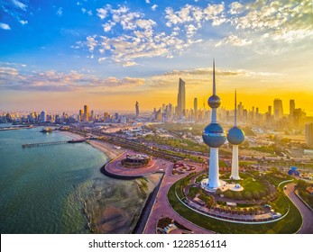 Kuwait City 11 11 2018: Vibrant Sunset over Kuwait City