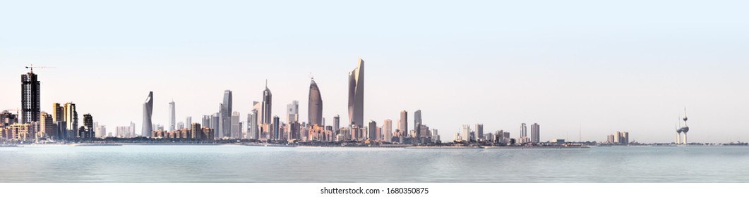 KUWAIT CITY, KUWAIT - 19 Mar 2018: Kuwaits coastline and skyline