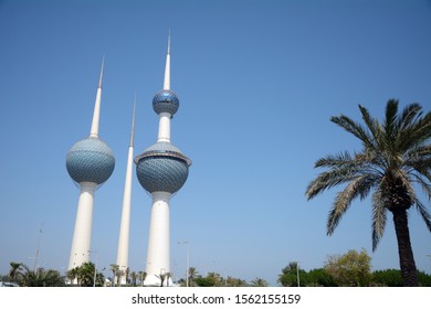 KUWAIT – SEPTEMBER 22 : The Kuwait Towers on 22 September 2019 at Kuwait. The Kuwait Towers are the symbol of the country.