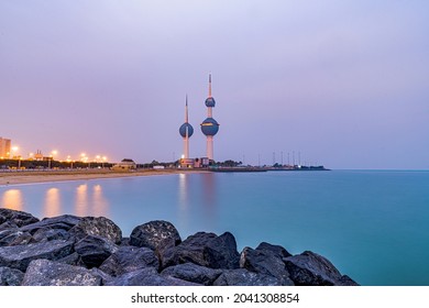 Kuwait Towers are most Kuwait famous landmark in the country since 1979. Photo taken in 6th of February 2021