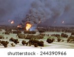 Kuwaiti oil wells were set on fire by retreating Iraqi forces during Operation Desert Storm. Mar. 2 1991