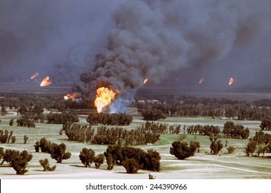 Kuwaiti Oil Wells Were Set On Fire By Retreating Iraqi Forces During Operation Desert Storm. Mar. 2 1991