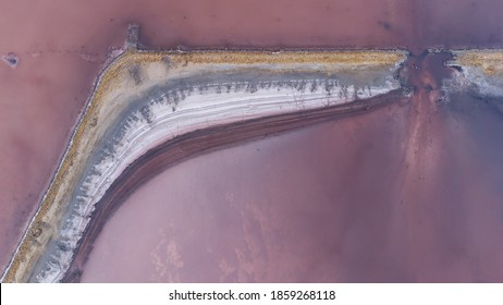 Kuyalnik Estuary Pink Salt Lake Dead Sea Drone View