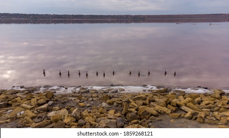 Kuyalnik Estuary Pink Salt Lake Dead Sea Drone View