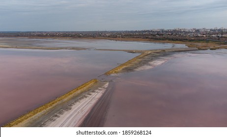 Kuyalnik Estuary Pink Salt Lake Dead Sea Drone View