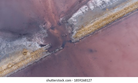 Kuyalnik Estuary Pink Salt Lake Dead Sea Drone View